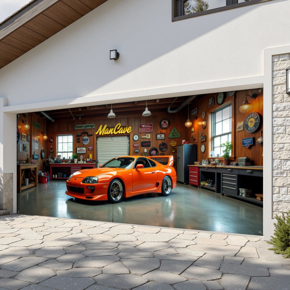 90s Toyota Supra Garage Door Banner