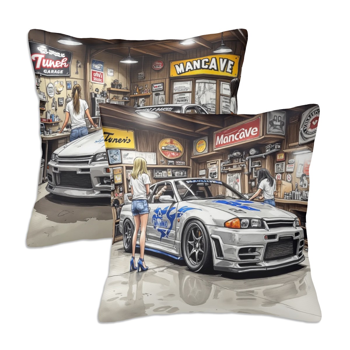 Nissan Skyline Workshop Decorative Pillowcases