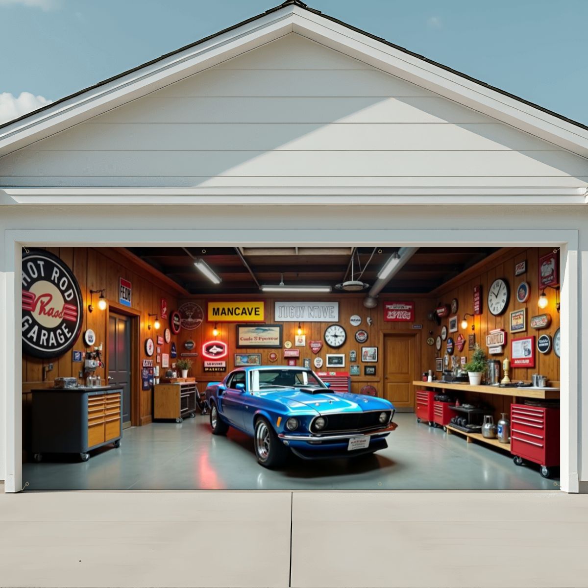 70s Mustang Garage Door Banner