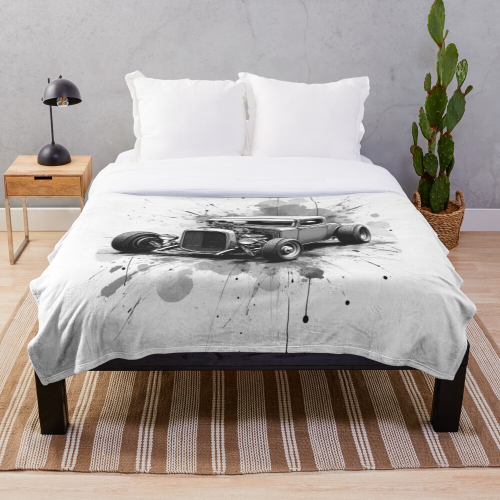 Classic Hot Rod Car Throw Blanket