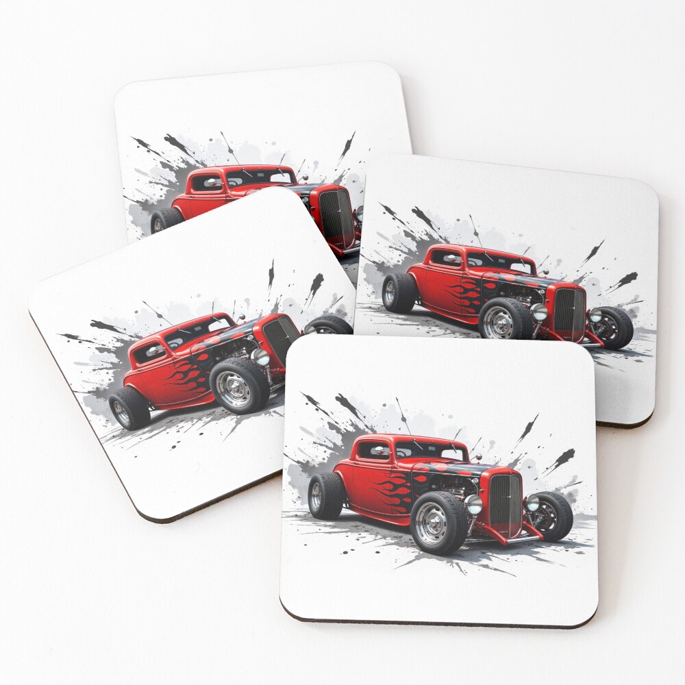 Red Hot Rod Car Coasters