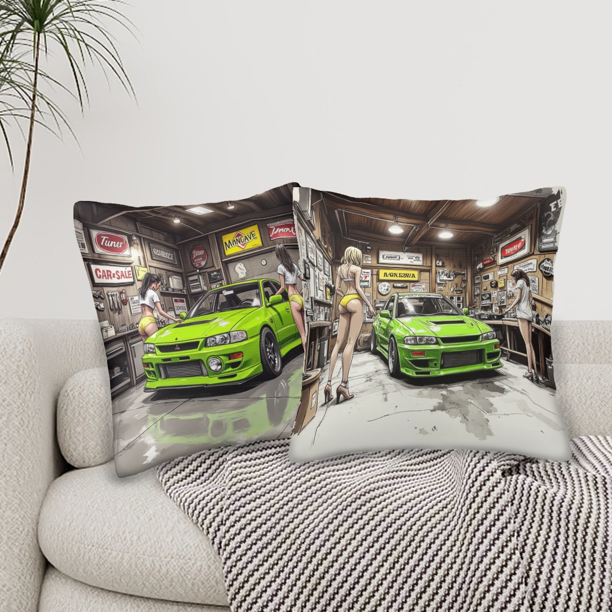 Mitsubishi Lancer Evo Workshop Decorative Pillowcases