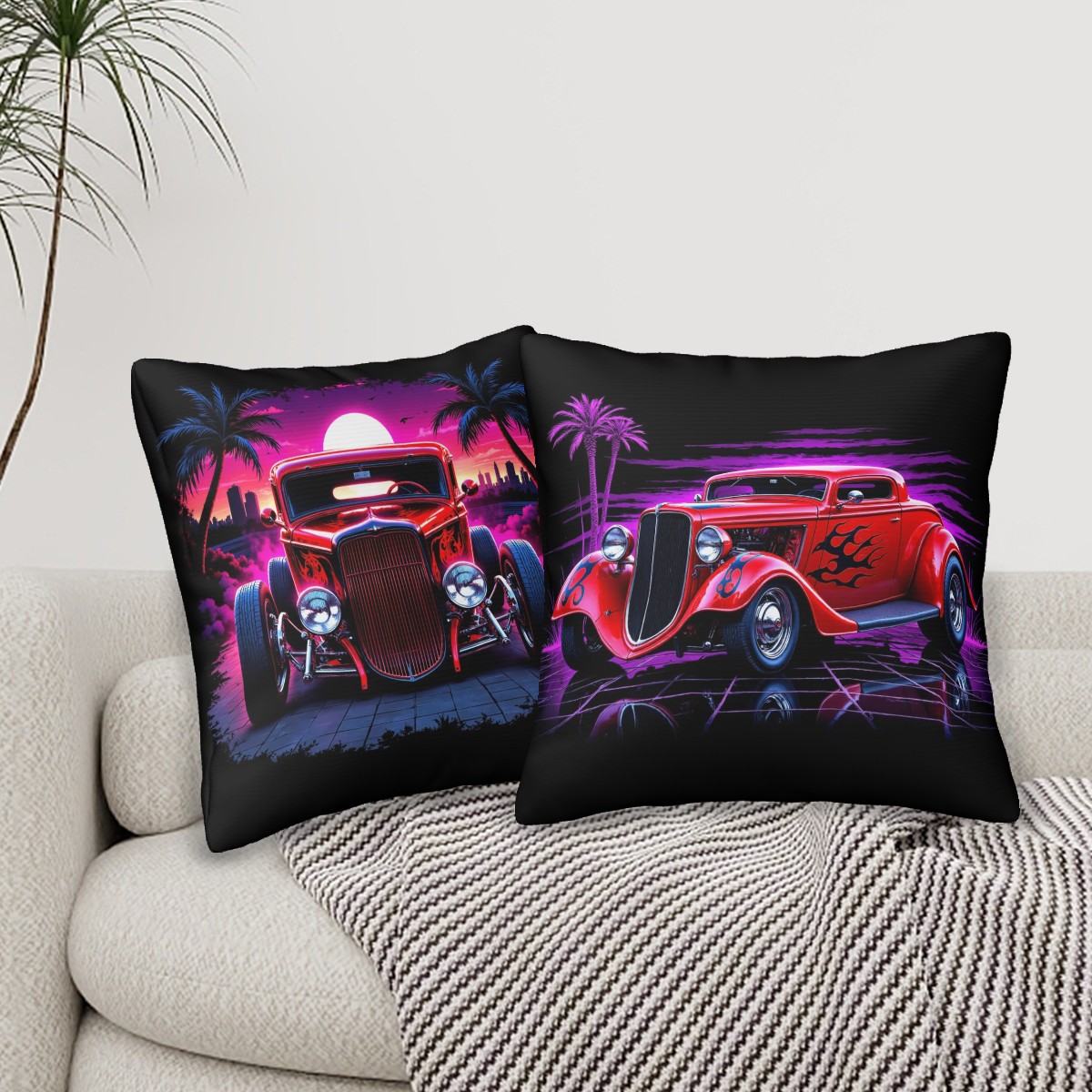 Midnight on Metal Hot Rod - Decorative Pillowcases