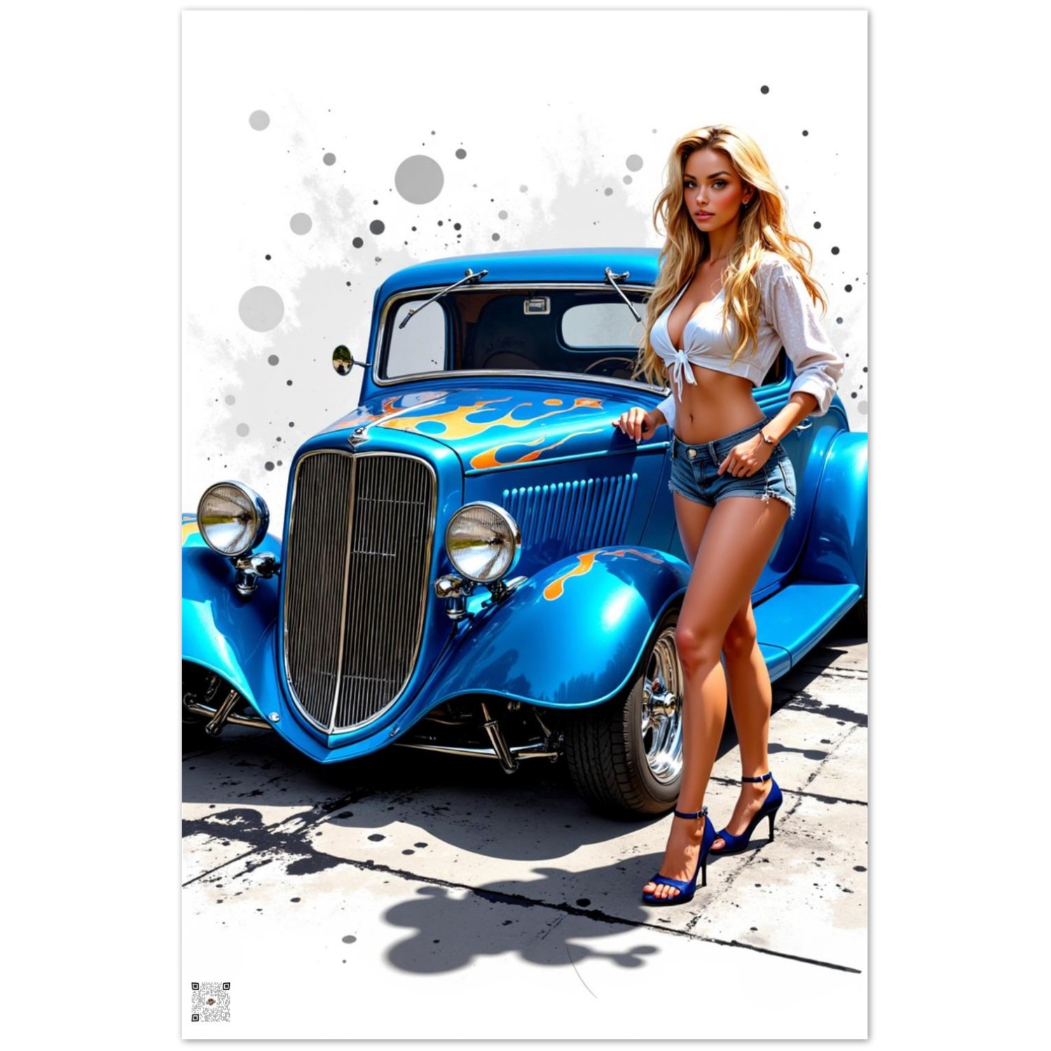 "Living Art" Blue Hot Rod on Aluminum