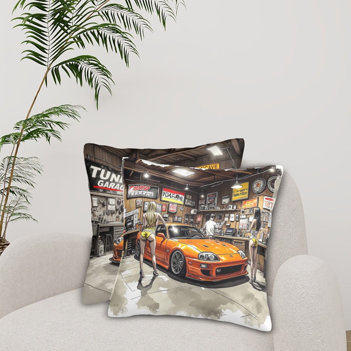 Toyota Supra Workshop Decorative Pillowcases