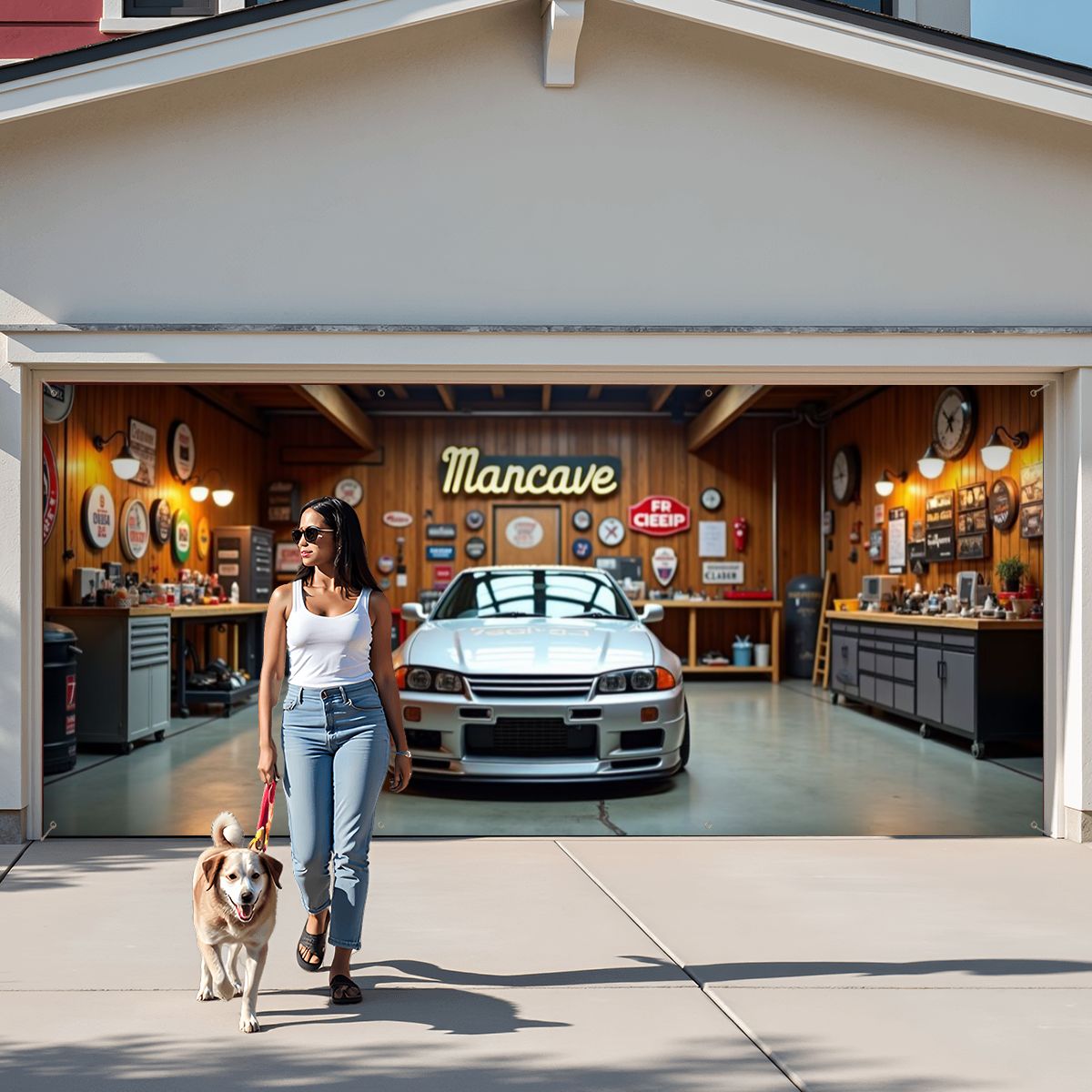 90s Nissan Skyline Garage Door Banner