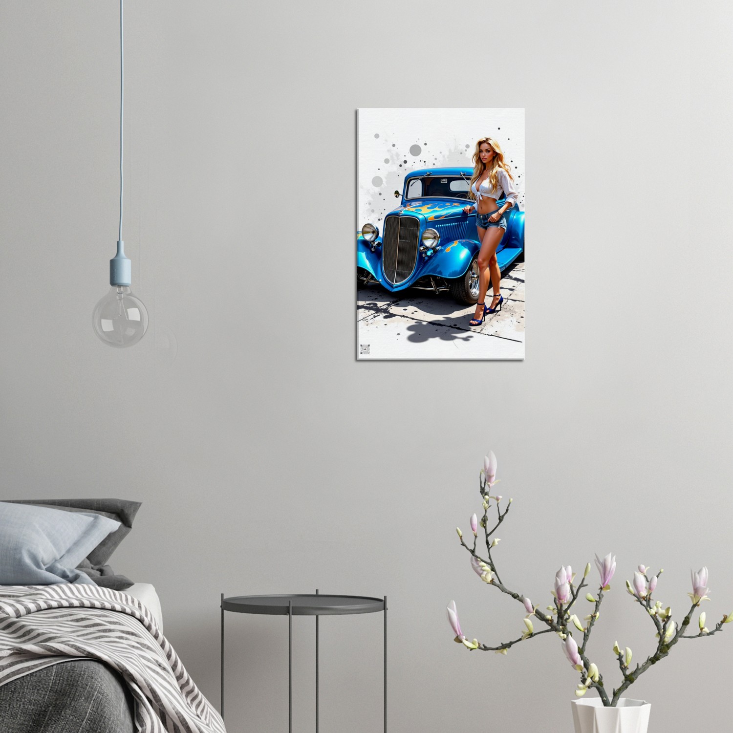 "Living Art" Blue Hot Rod on Canvas