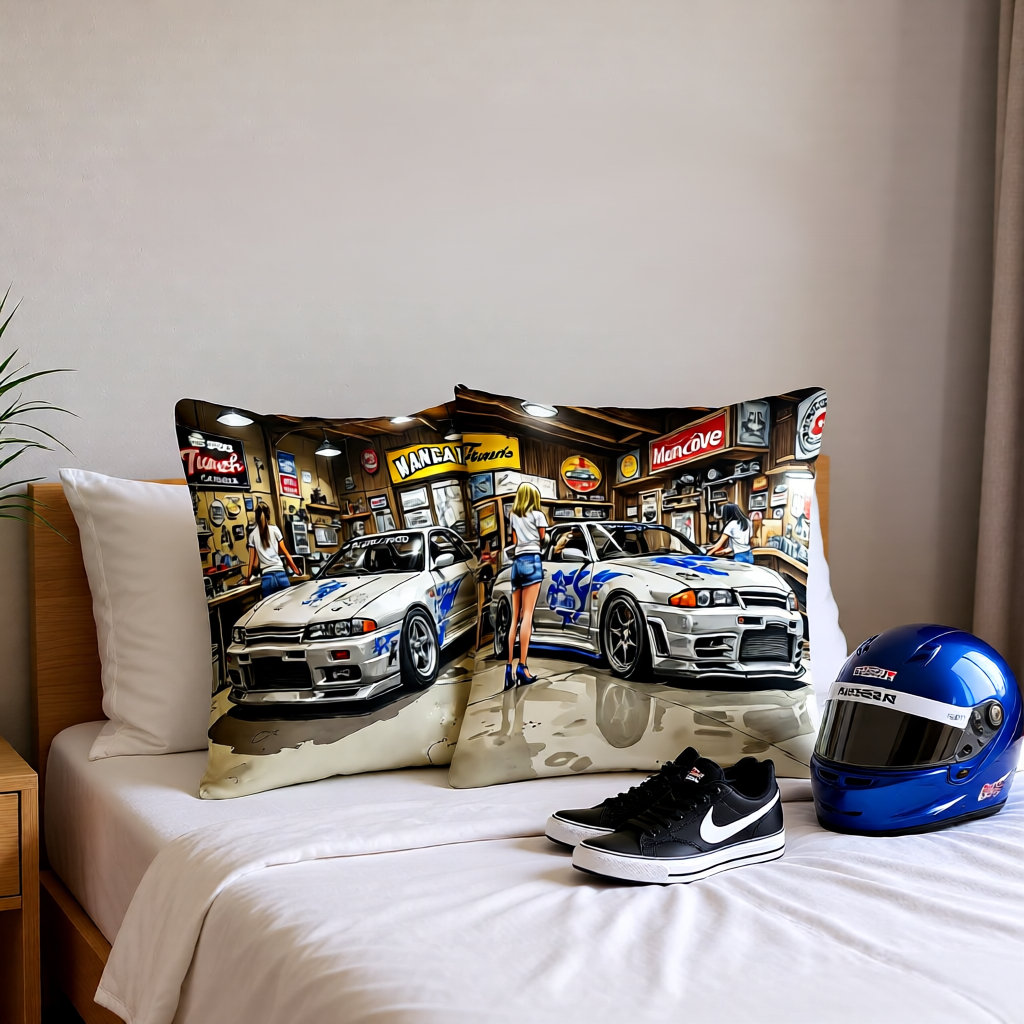 Nissan Skyline Workshop Decorative Pillowcases