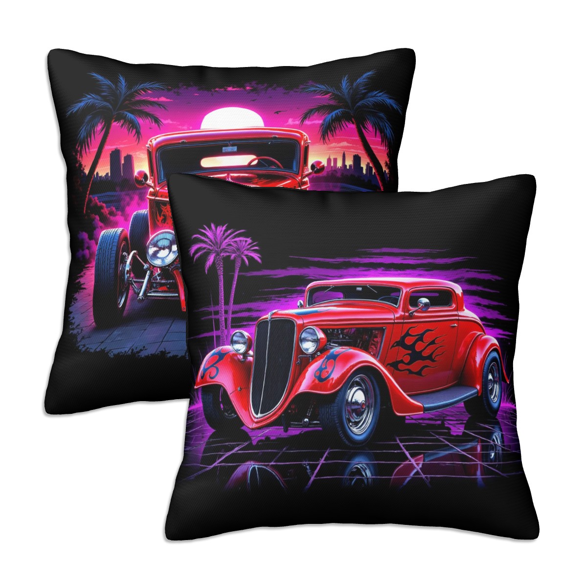 Midnight on Metal Hot Rod - Decorative Pillowcases