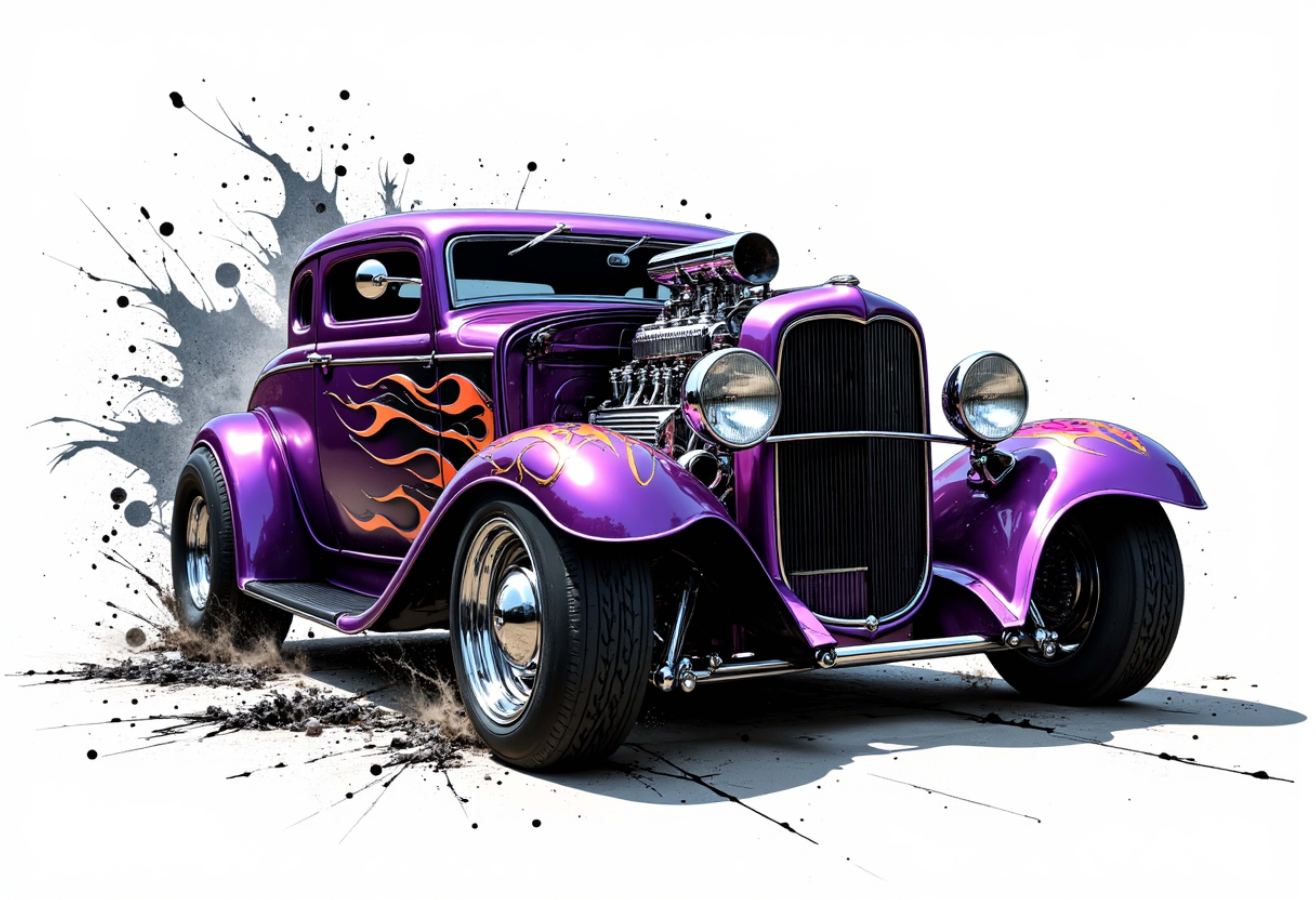 Purple Hot Rod Canvas Wall Art
