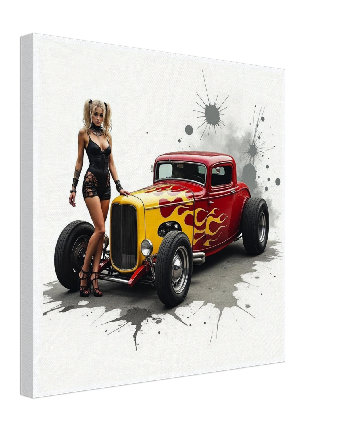 Alyssa with Red Hot Rod Mounted Canvas