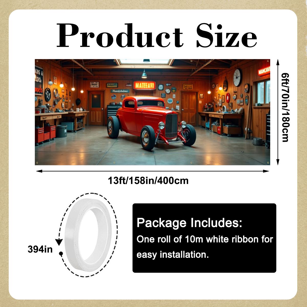 Red Hot Rod Garage Door Banner