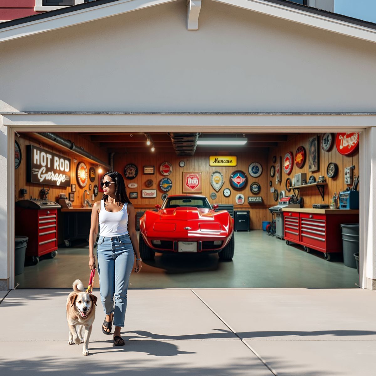 80s Corvette Garage Door Banner
