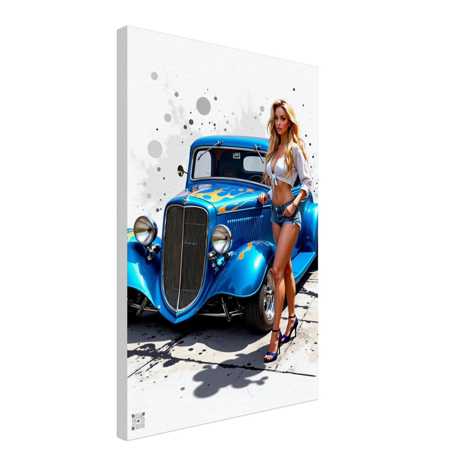 "Living Art" Blue Hot Rod on Canvas