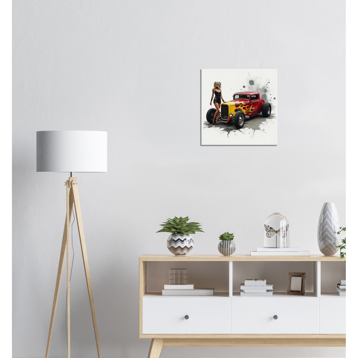 Alyssa with Red Hot Rod Mounted Canvas