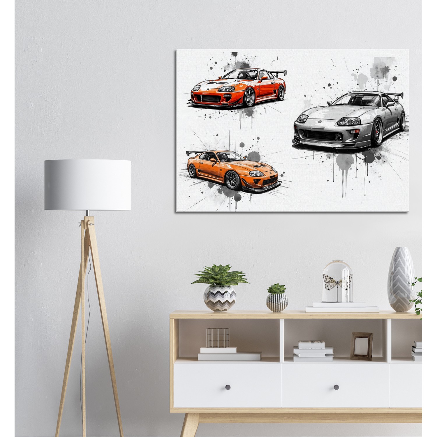 Pencil Sketch Style Triple Supra Mounted Canvas