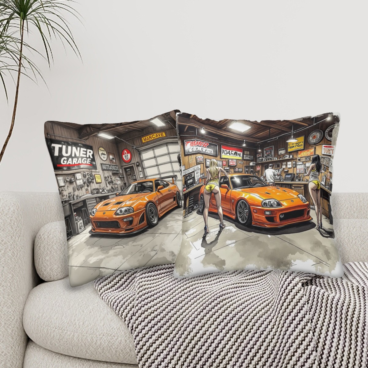 Toyota Supra Workshop Decorative Pillowcases