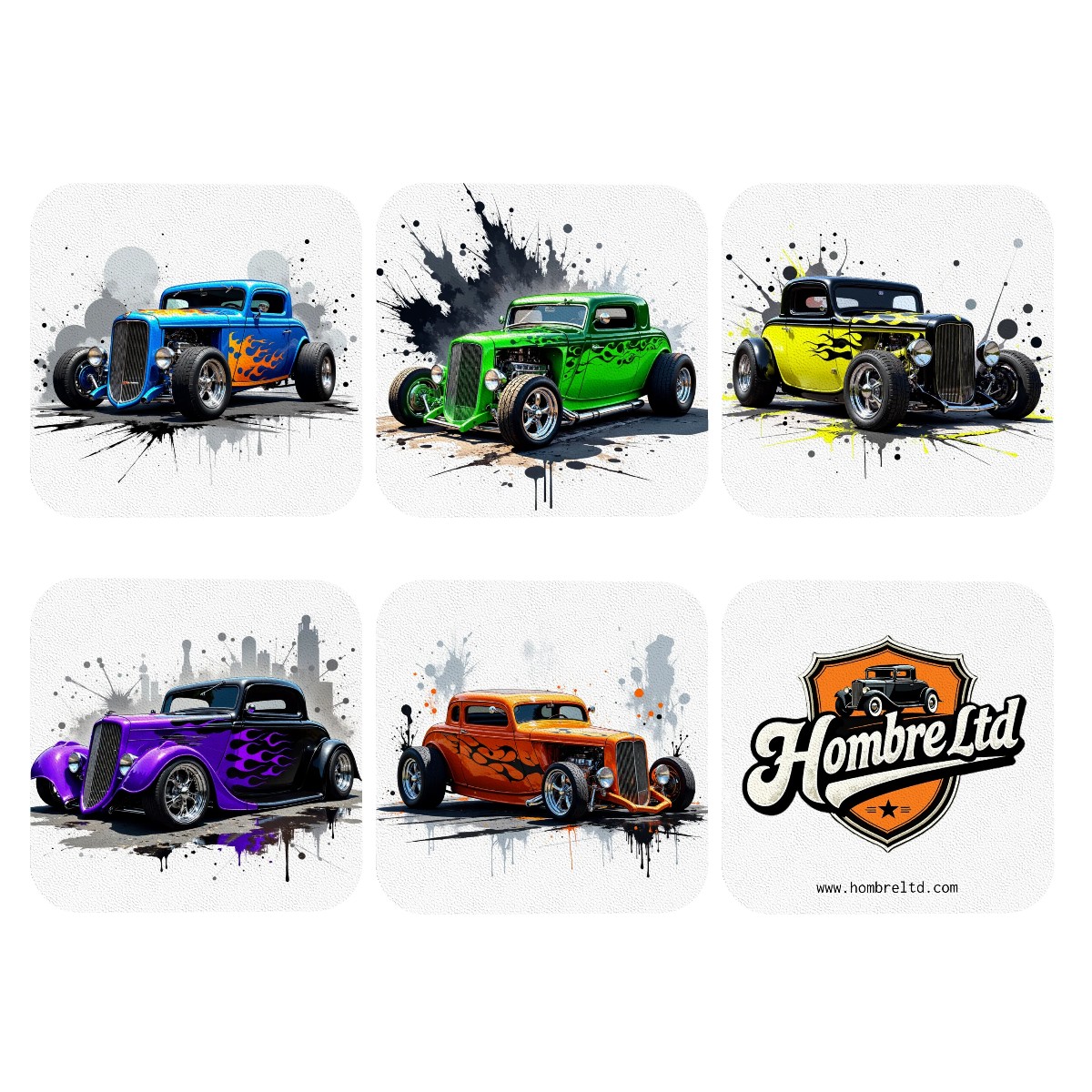 Hot Rod Collection Leather Coasters