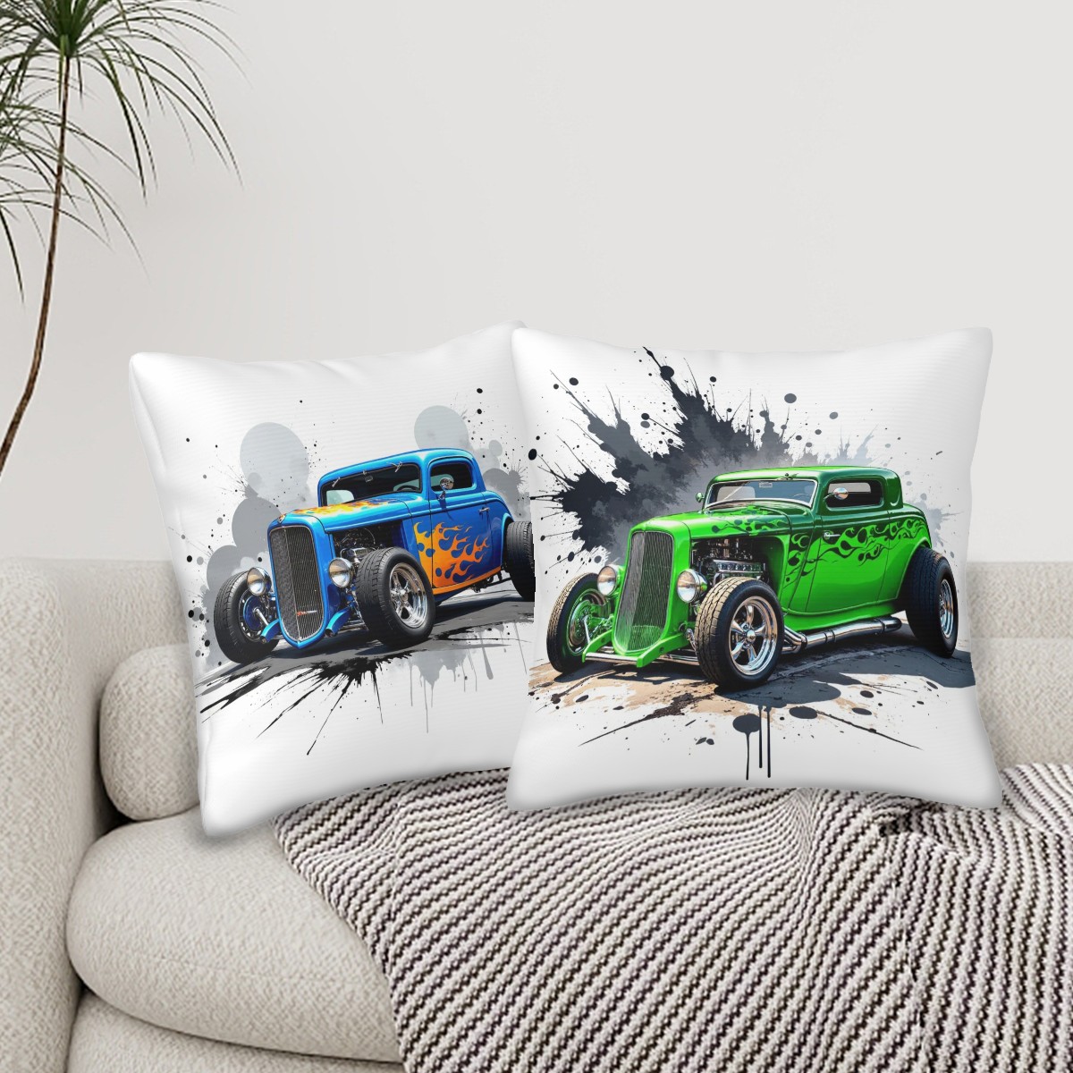 "Hot Rod" - 2 x Decorative Pillowcases
