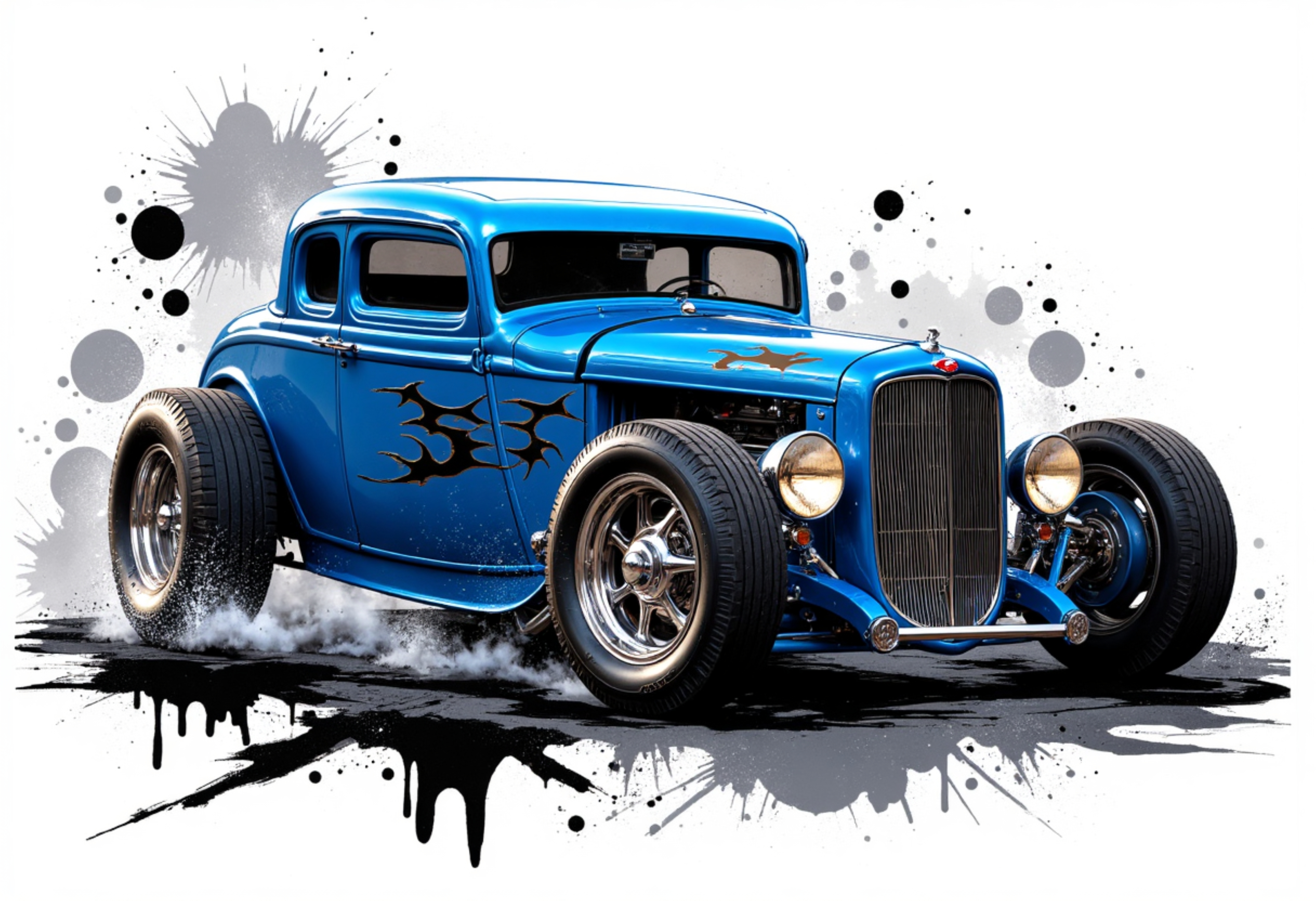 Blue Hot Rod Canvas Wall Art