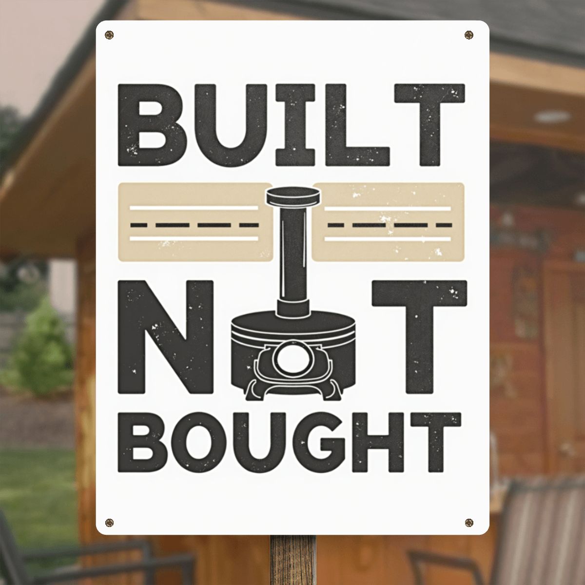 'Built Not Bought" Tin Sign (USA)