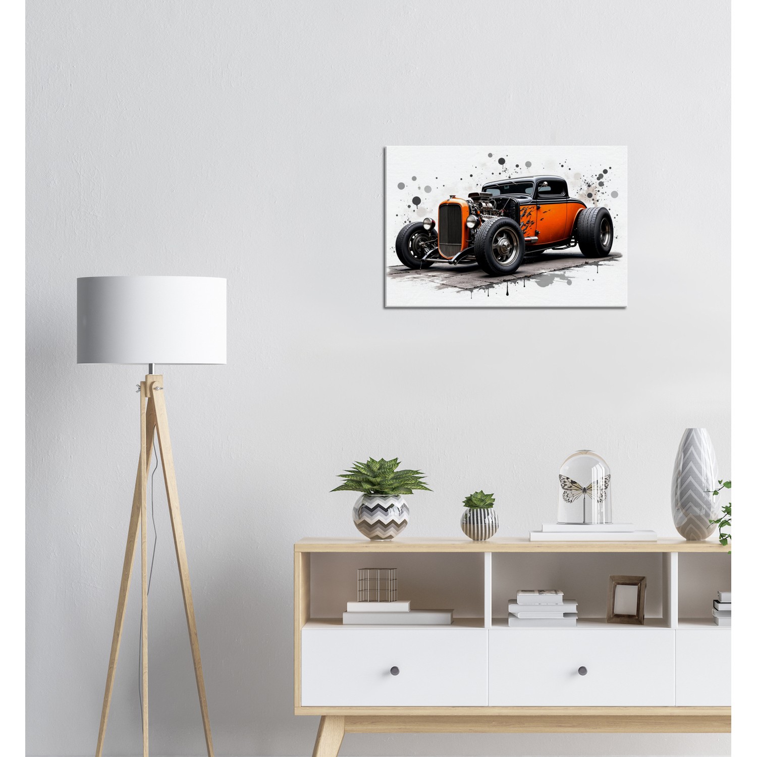 Orange Hot Rod Canvas Wall Art