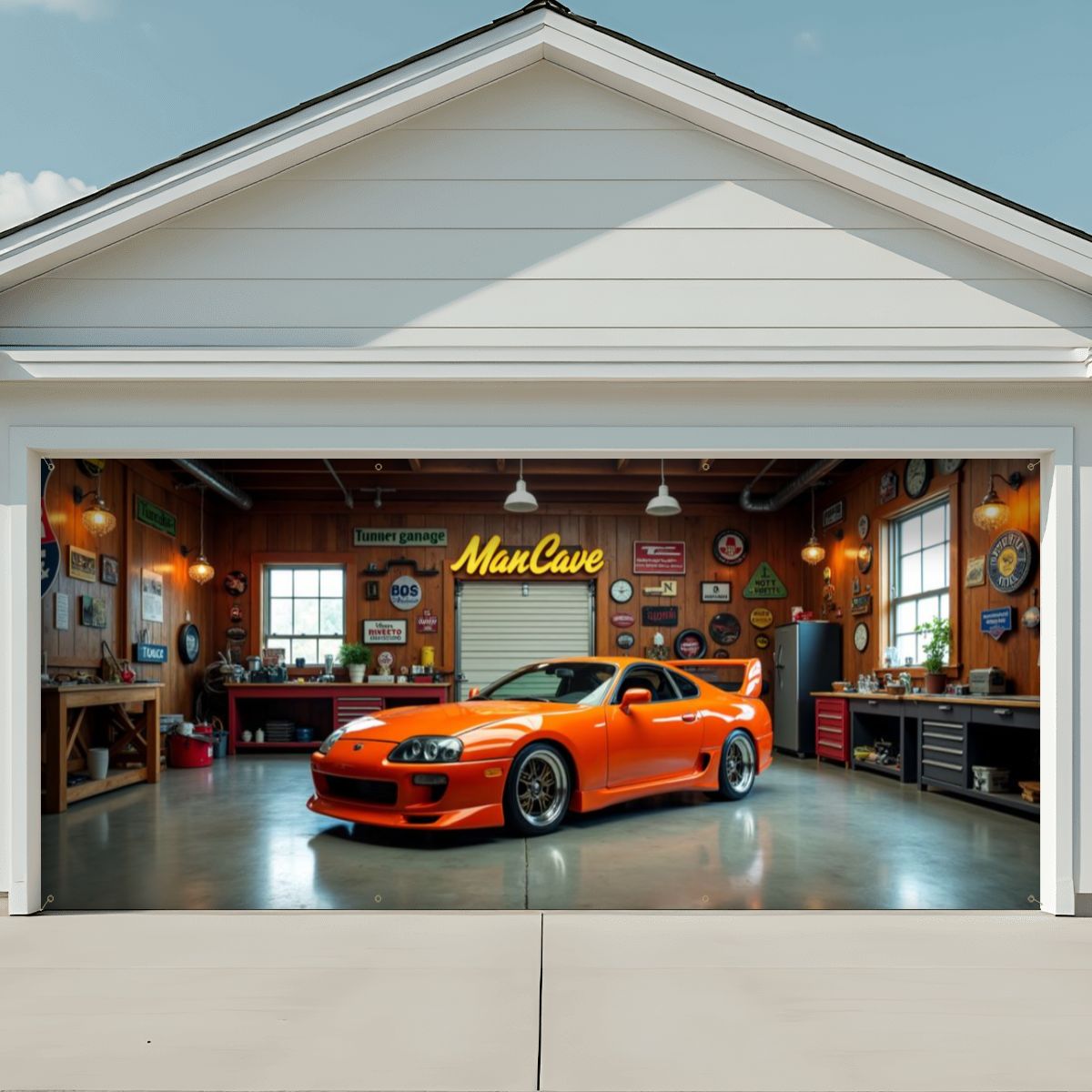 90s Toyota Supra Garage Door Banner