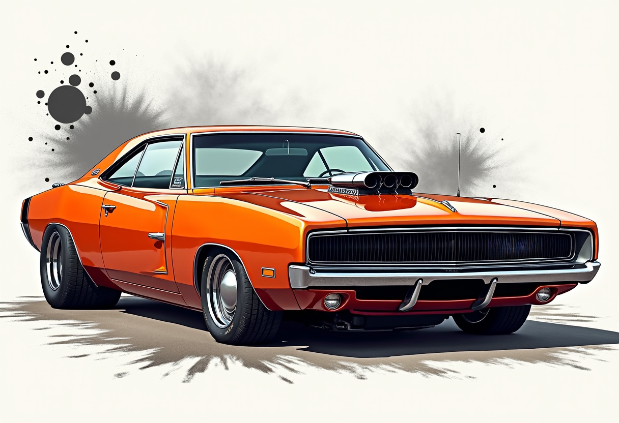 68 Dodge Charger High-Res Automotive Art