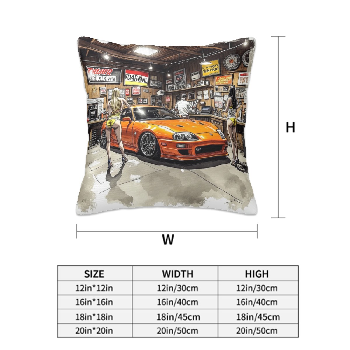 Toyota Supra Workshop Decorative Pillowcases