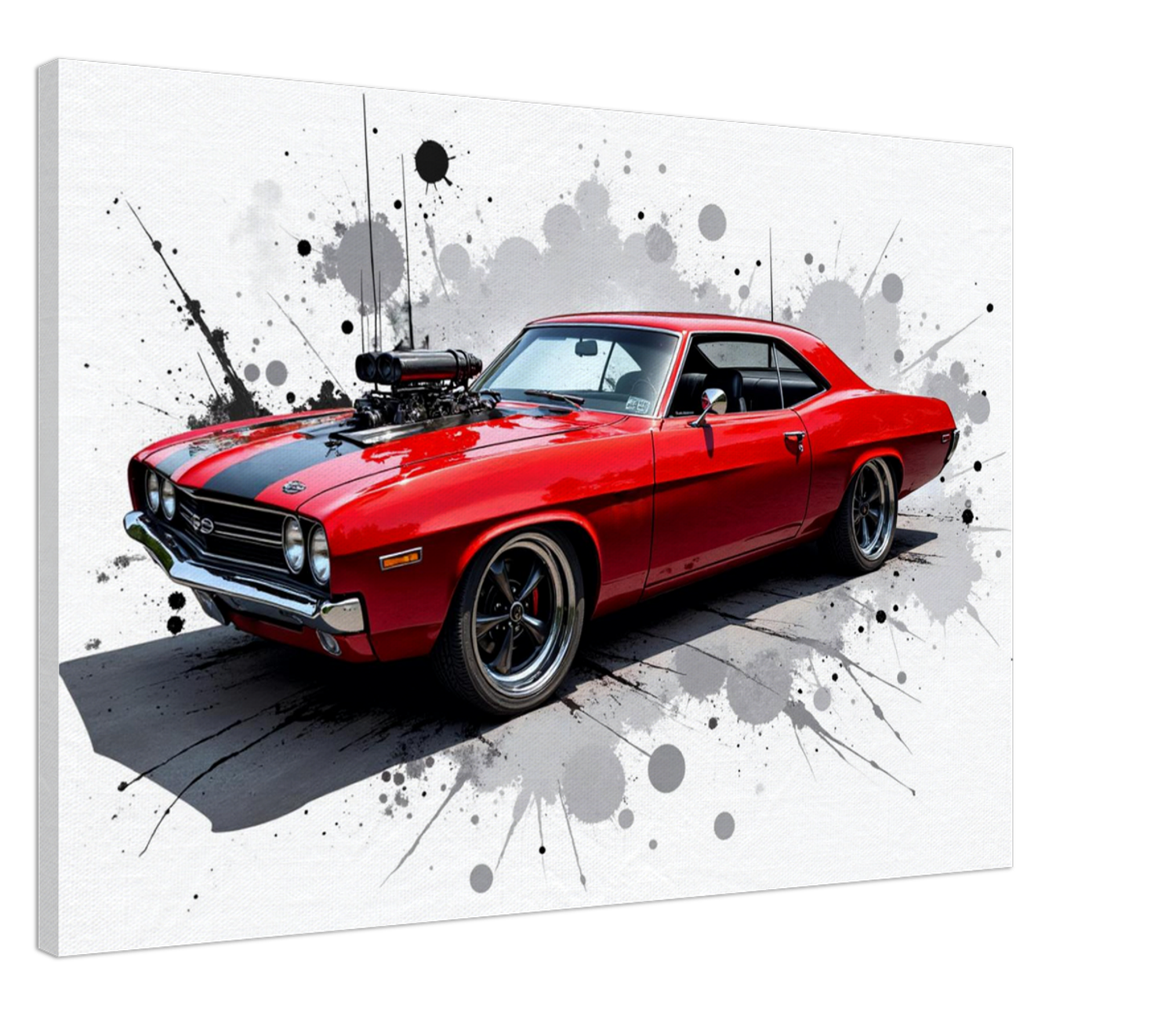 Vintage Red Camaro Mounted Canvas