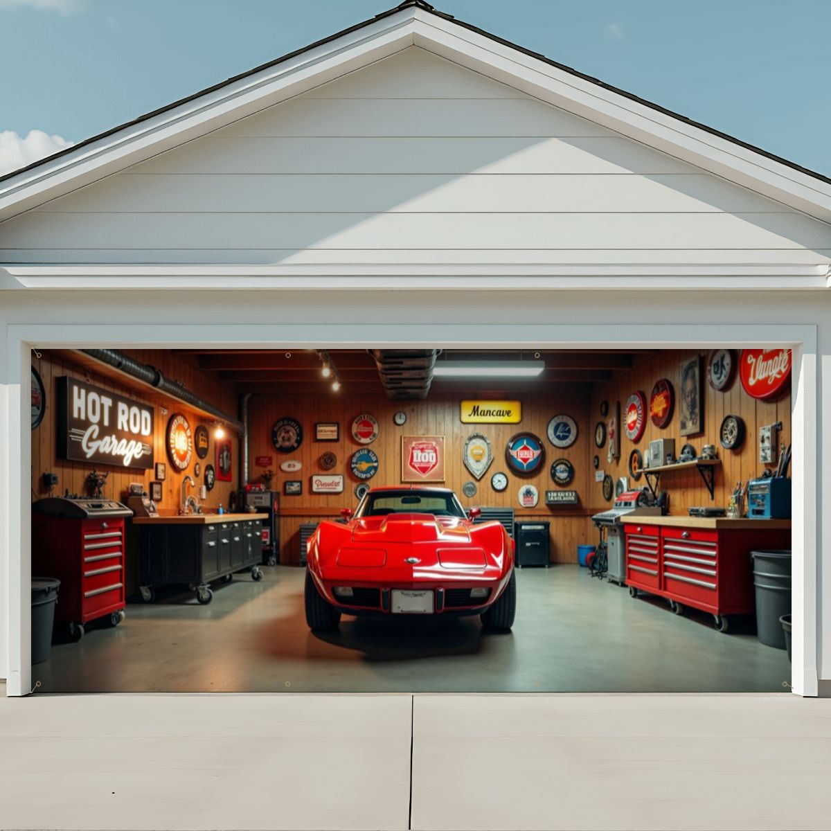80s Corvette Garage Door Banner