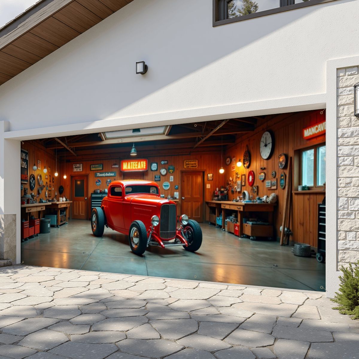 Red Hot Rod Garage Door Banner