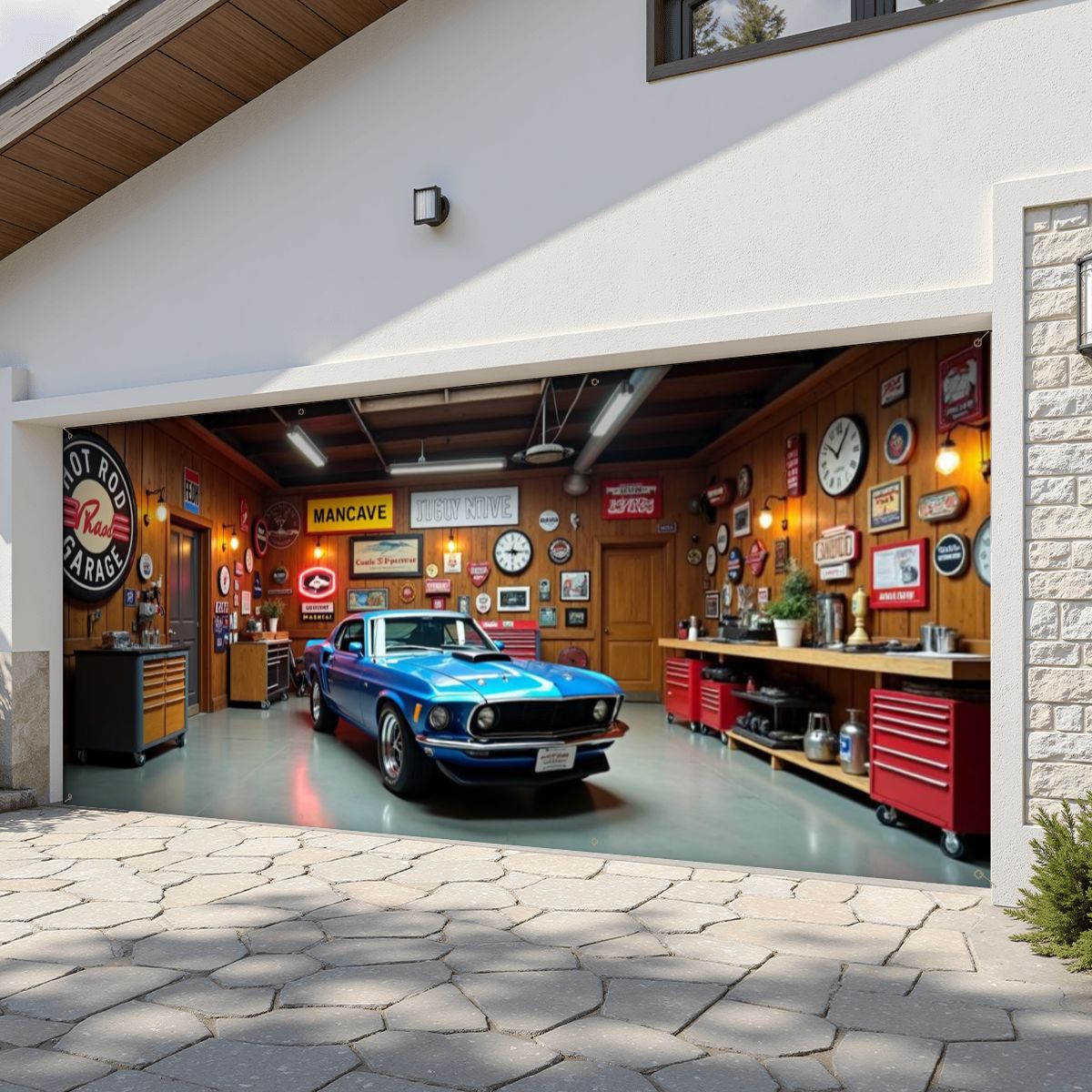 70s Mustang Garage Door Banner