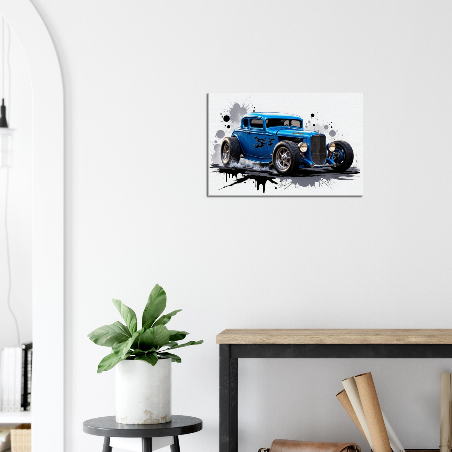 Blue Hot Rod Canvas Wall Art