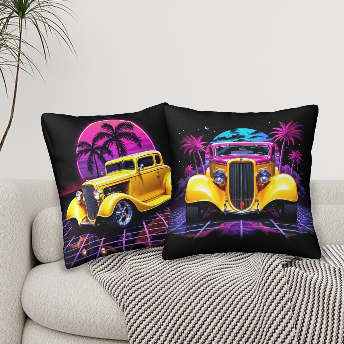 Midnight on Metal Hot Rod - Decorative Pillowcases
