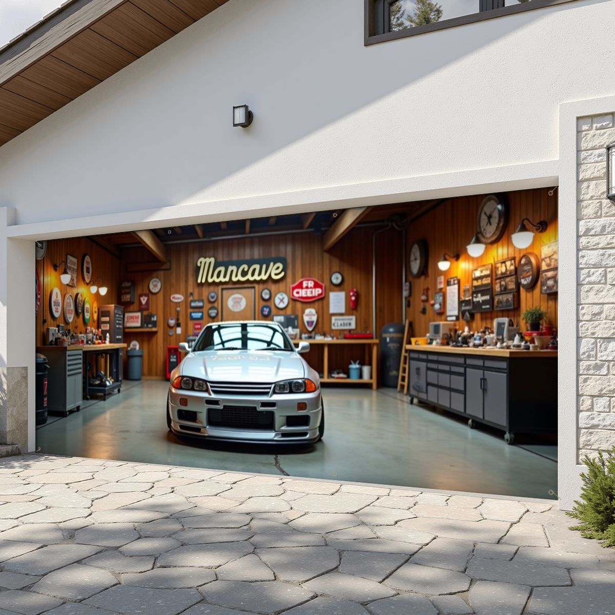 90s Nissan Skyline Garage Door Banner