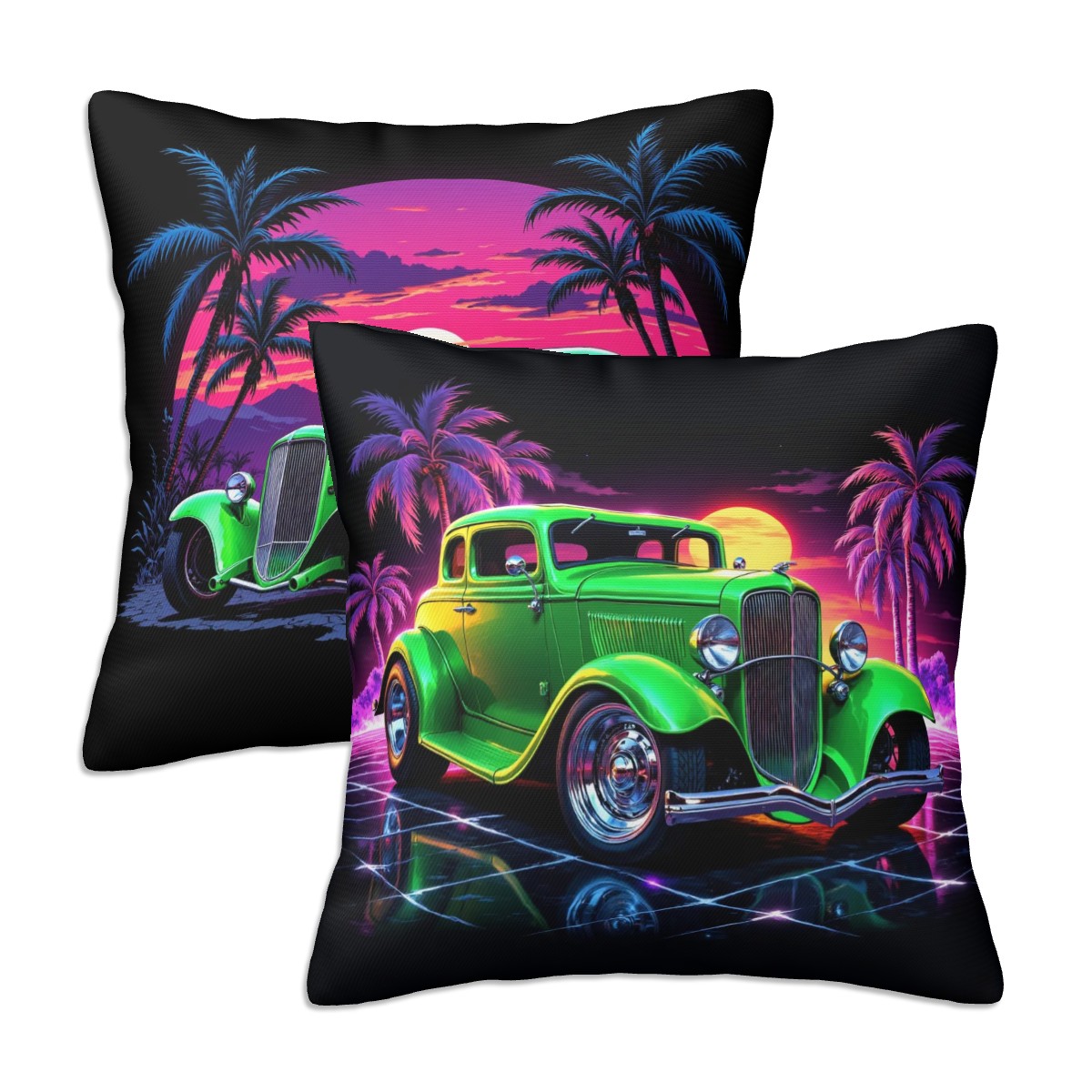 Midnight on Metal Hot Rod - Decorative Pillowcases