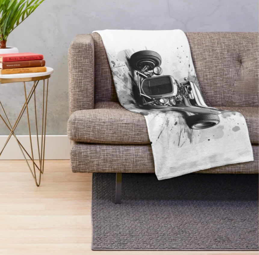Classic Hot Rod Car Throw Blanket
