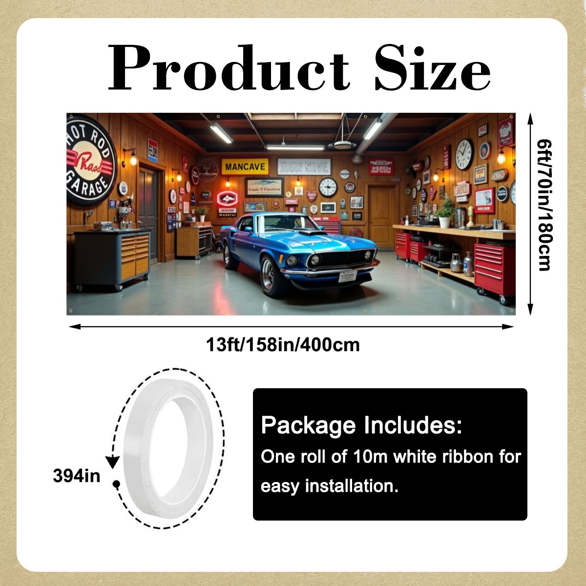 70s Mustang Garage Door Banner