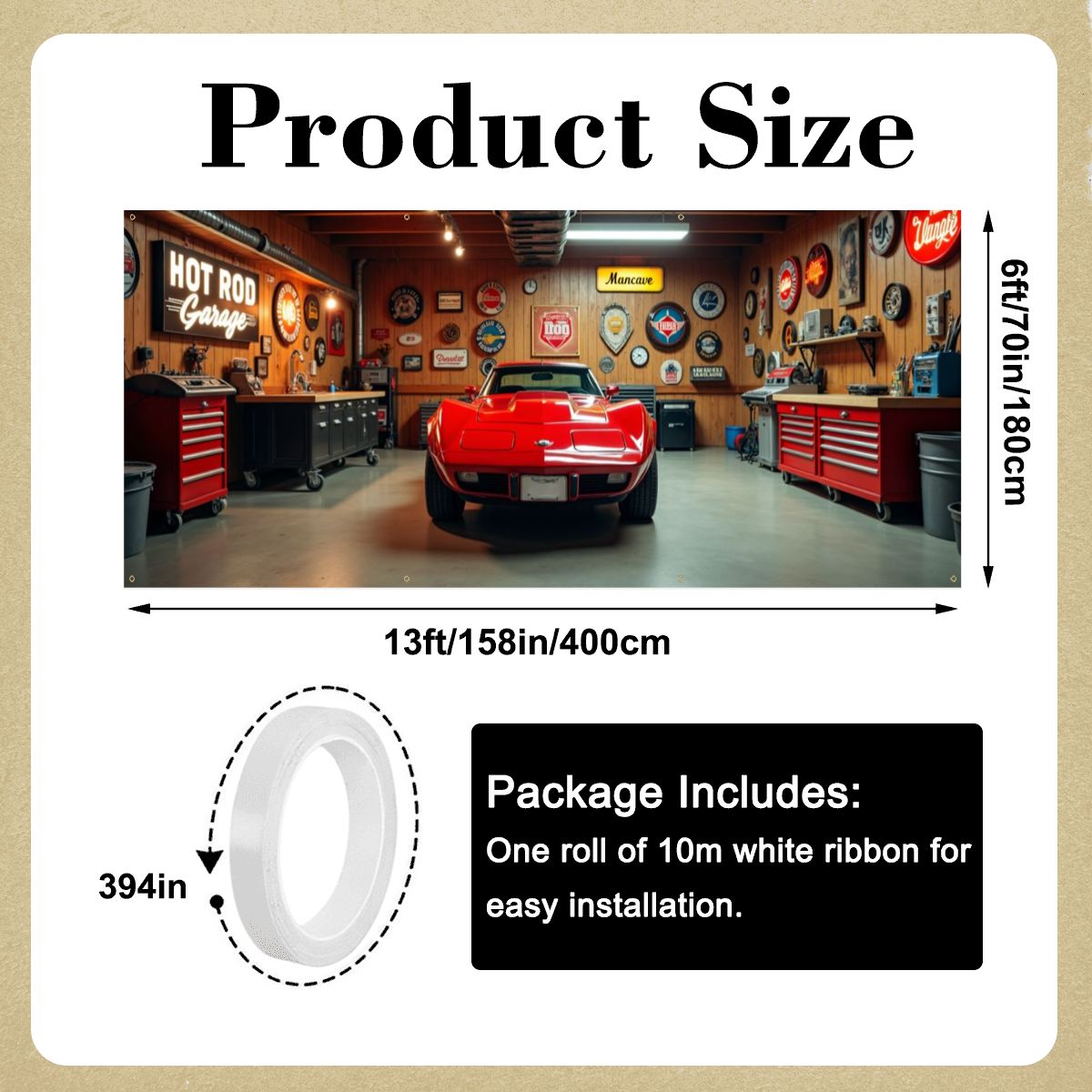 80s Corvette Garage Door Banner