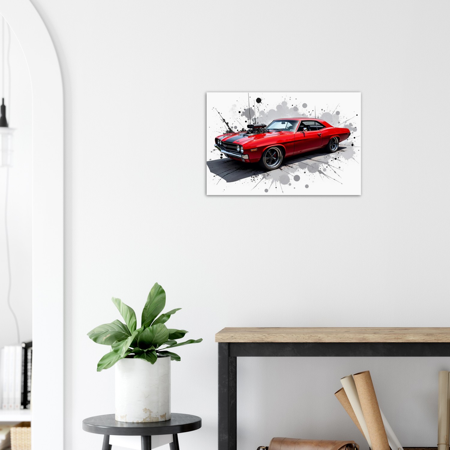 Vintage Red Camaro on Aluminum