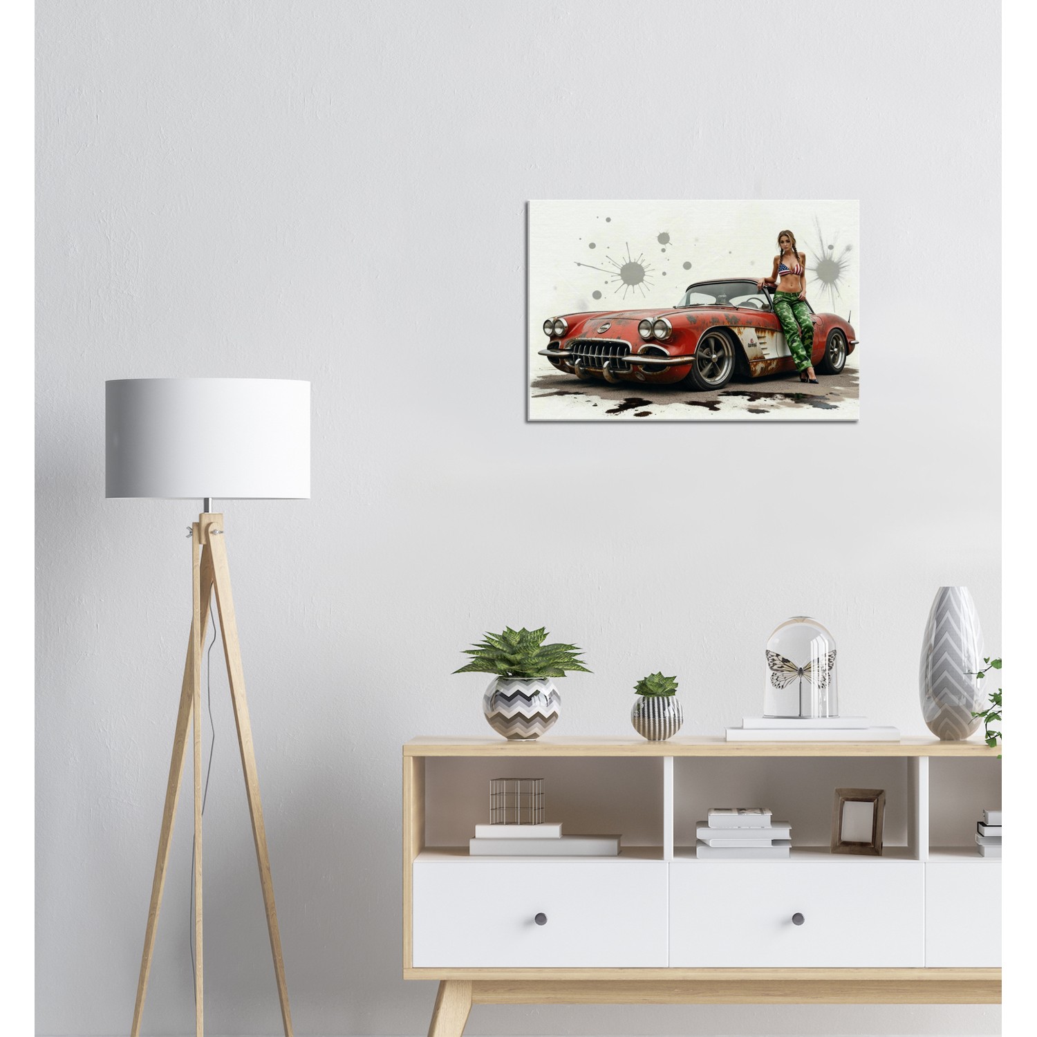 Alyssa with 58 Corvette Mounted Canvas