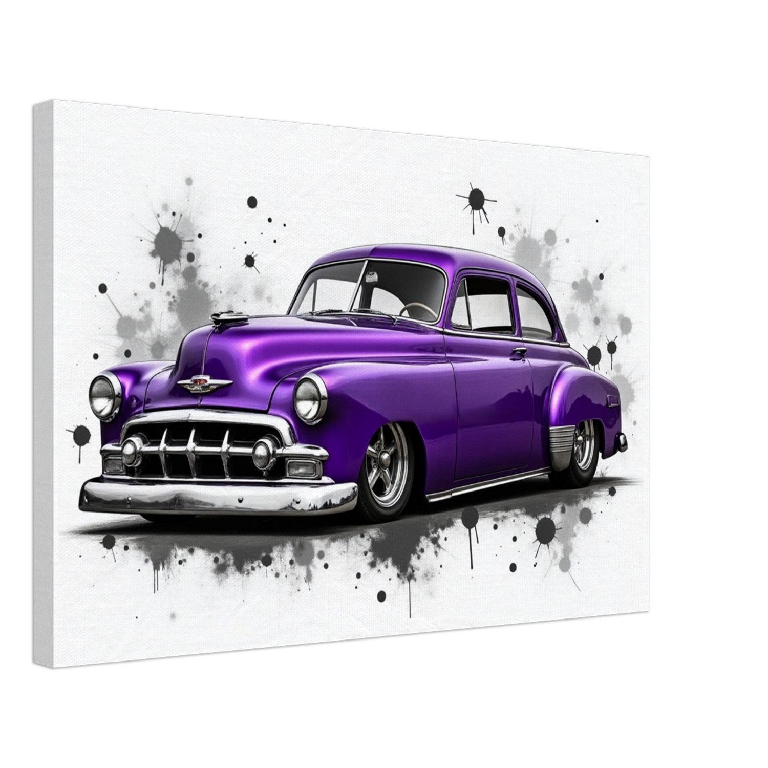 1950s Chevy Fleetline Hot Rod Mounted Canvas