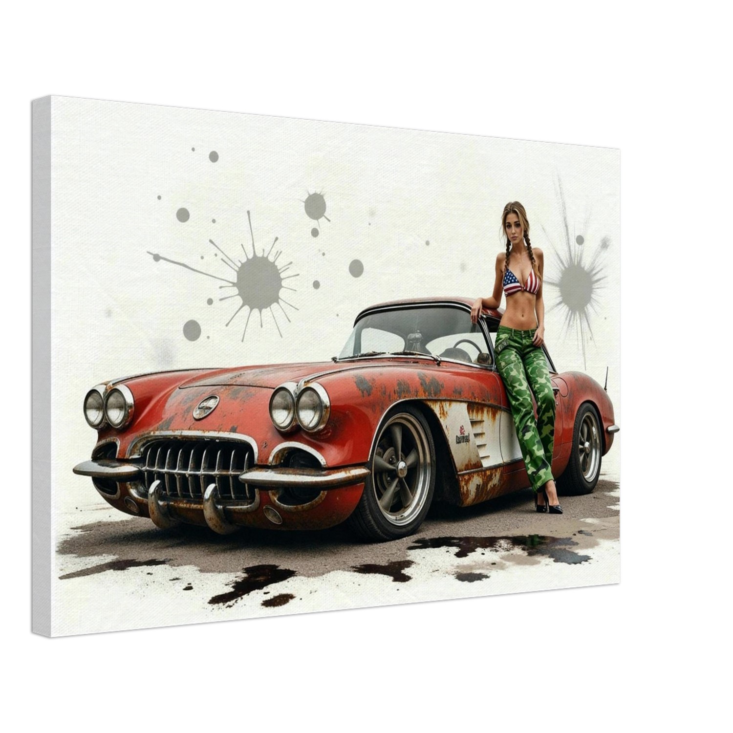 Alyssa with 58 Corvette Mounted Canvas