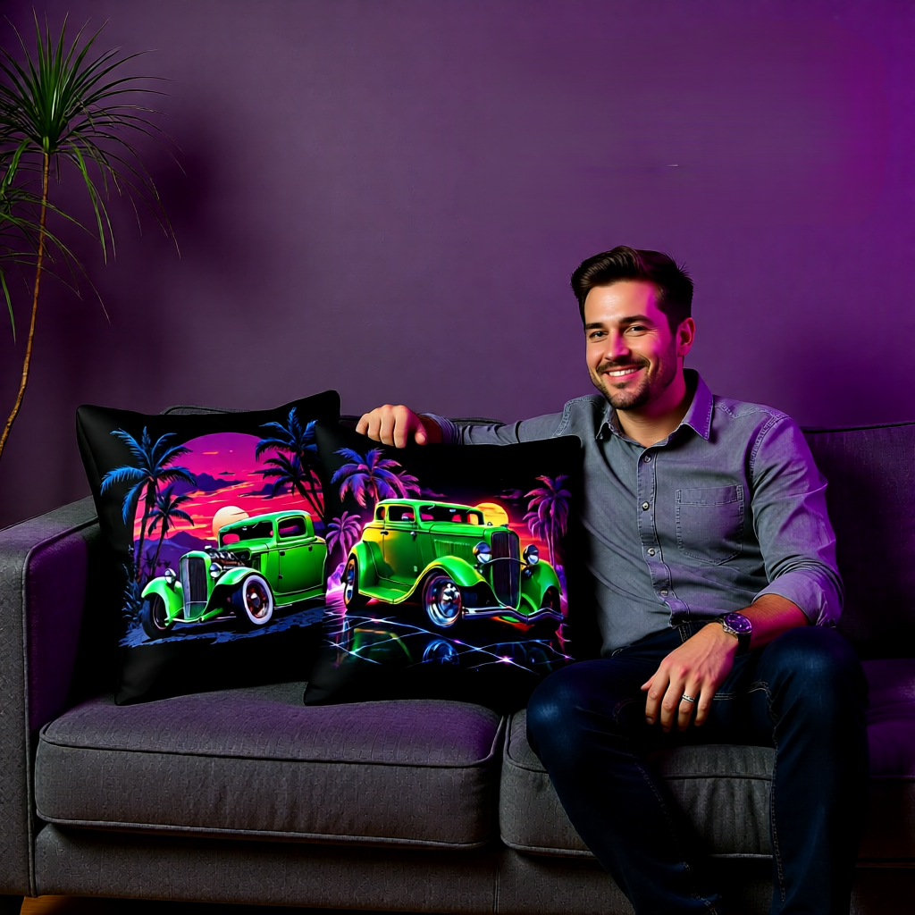 Midnight on Metal Hot Rod - Decorative Pillowcases