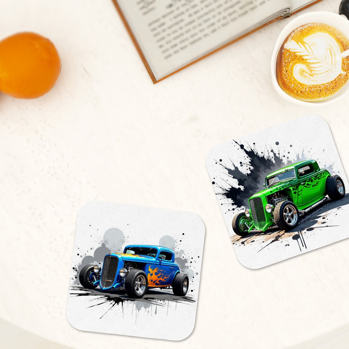Hot Rod Collection Leather Coasters