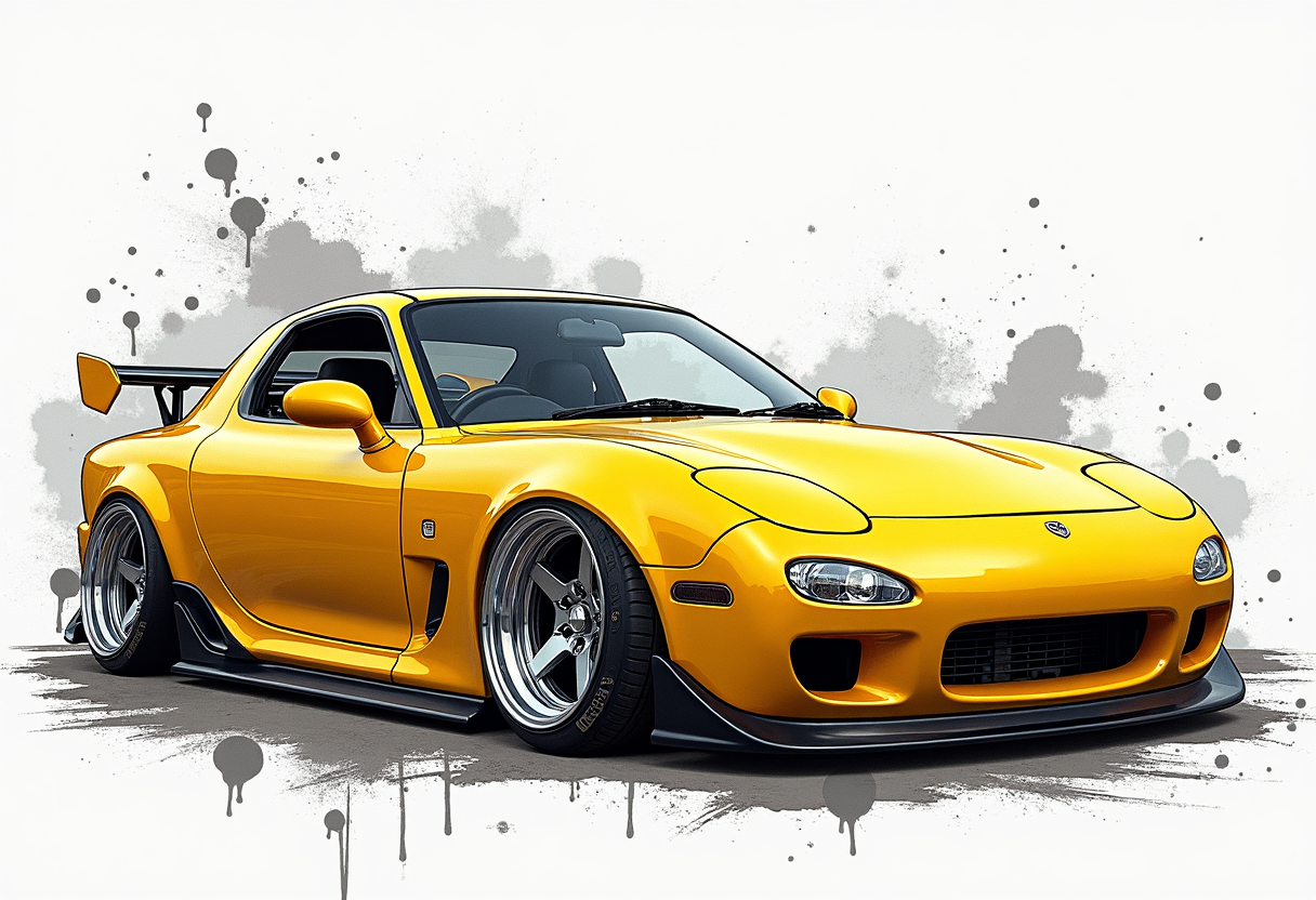 90s Mazda RX7 High-Res Automotive Art
