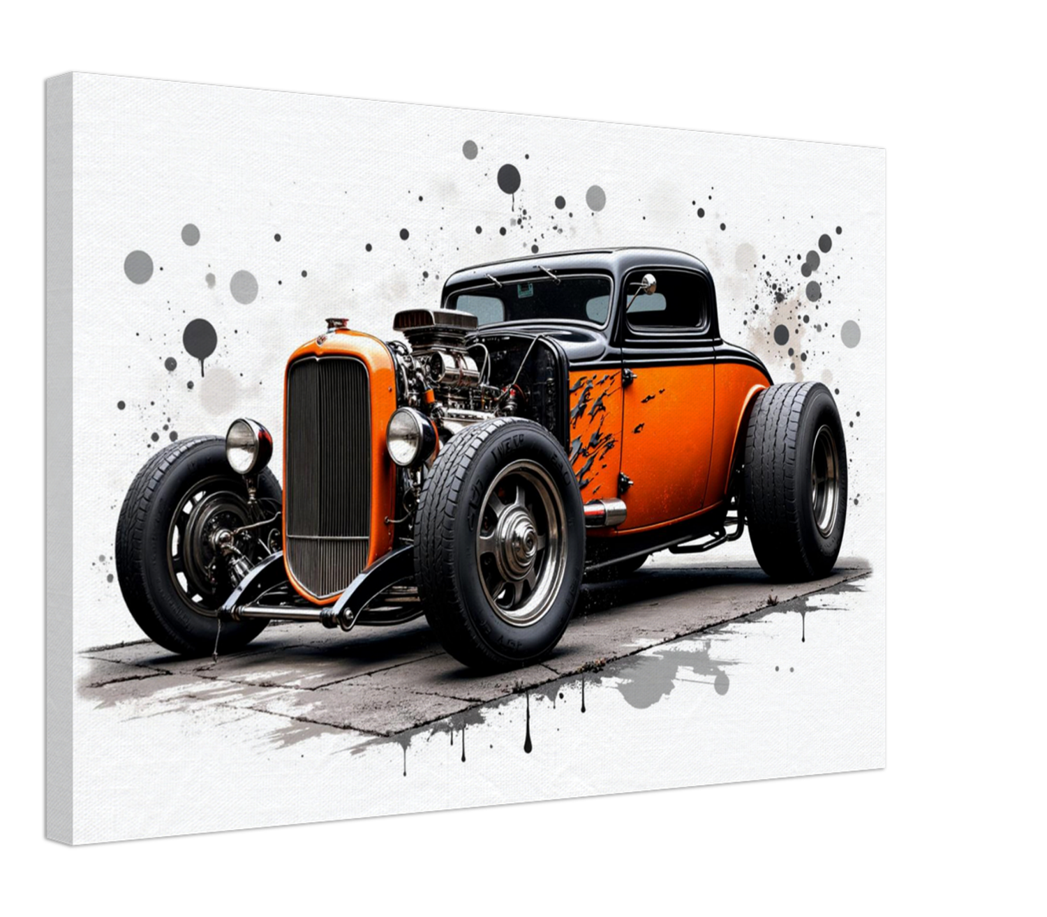 Orange Hot Rod Canvas Wall Art