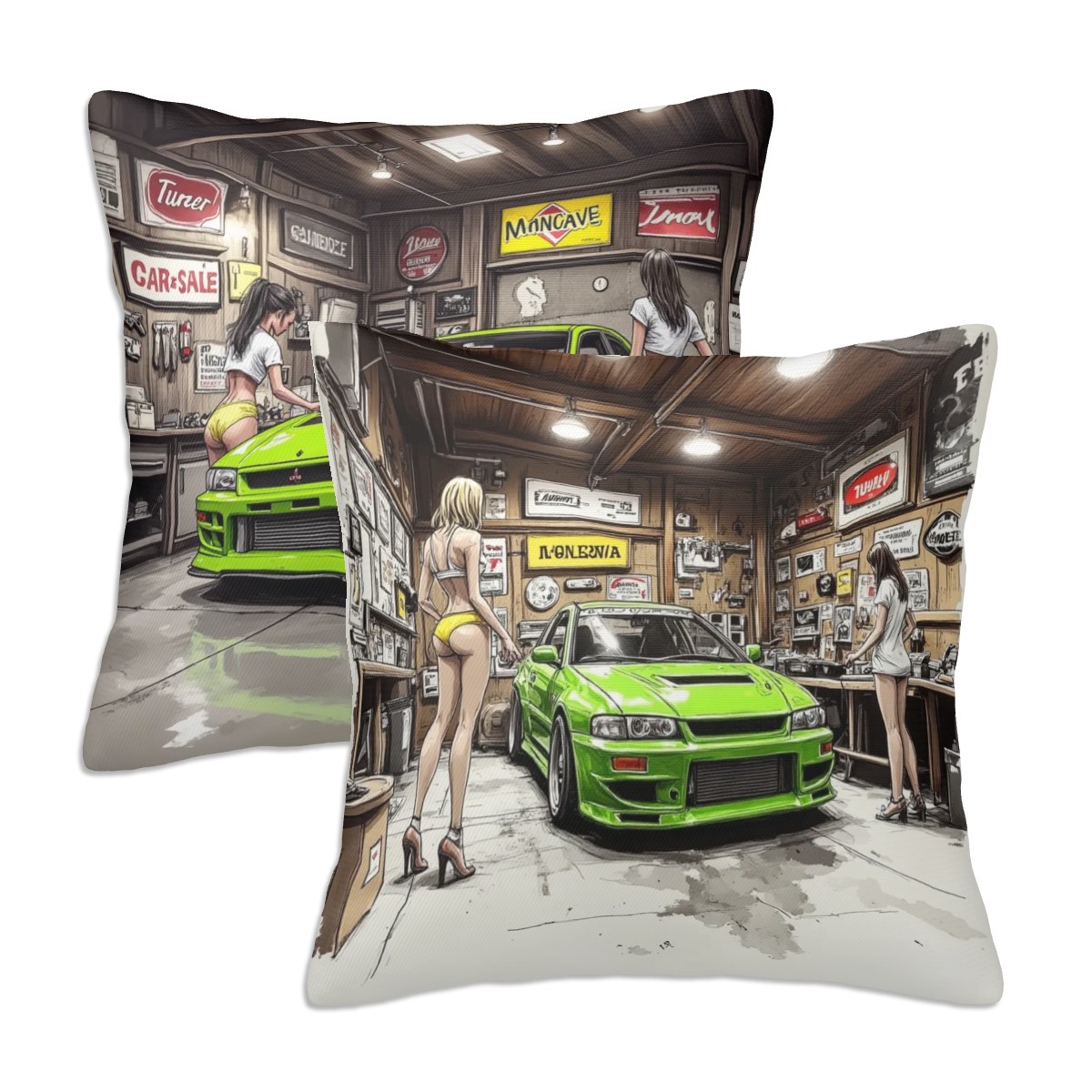 Mitsubishi Lancer Evo Workshop Decorative Pillowcases