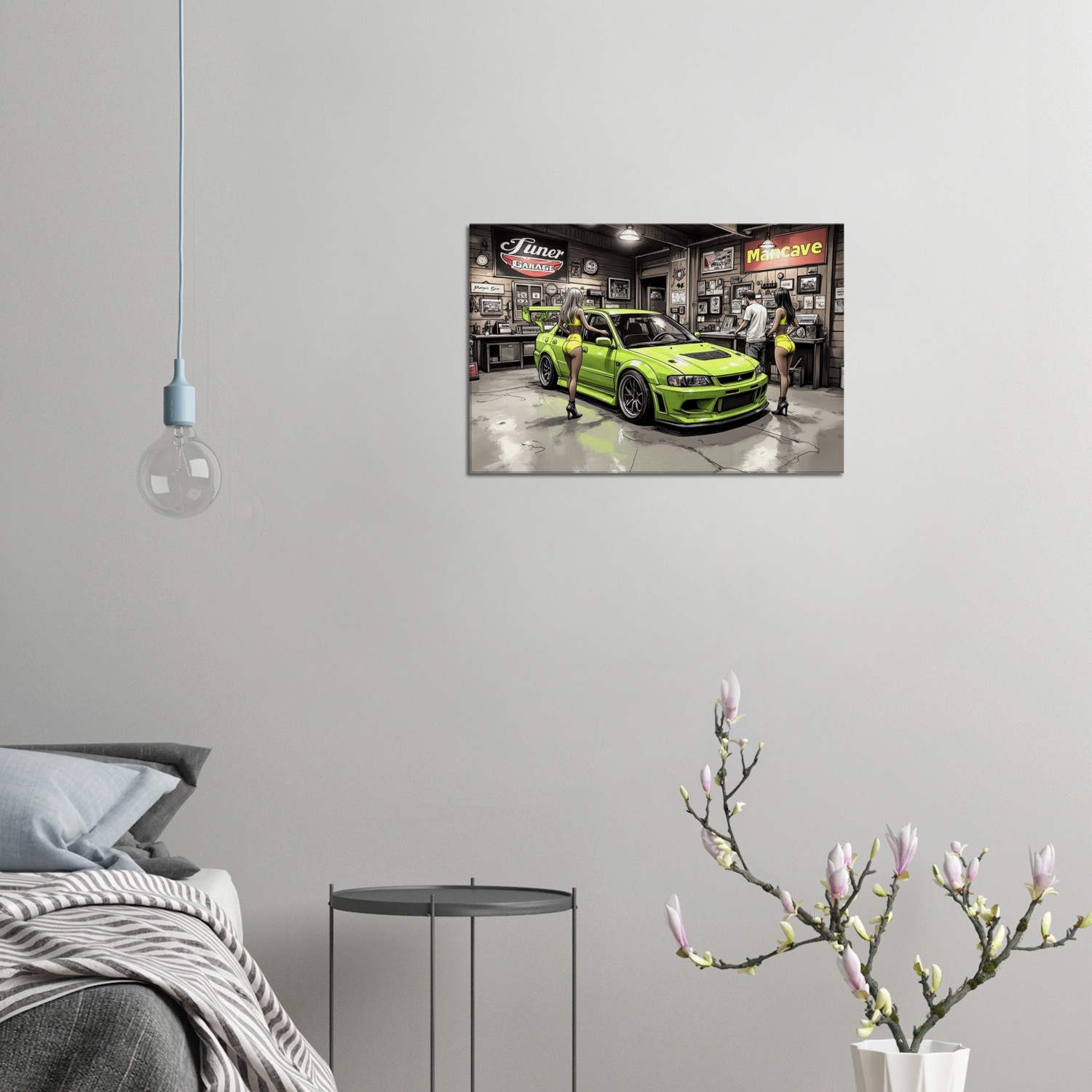 Evo Garage Scene Mounted Canvas